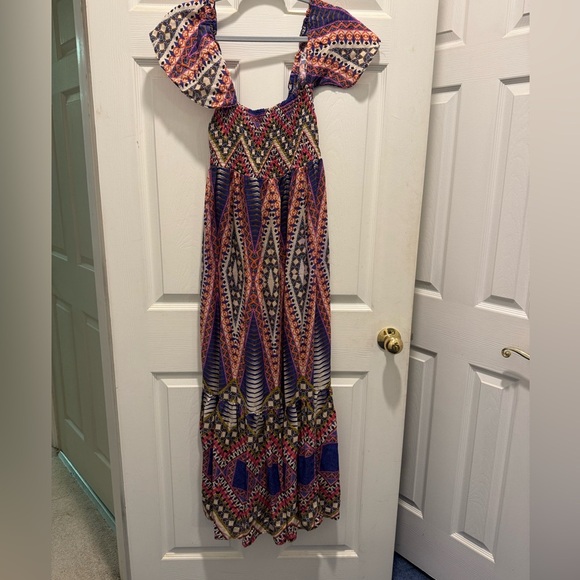 Anthropologie Blue and Purple Smocked Tiered Maxi Dress - Picture 3 of 9